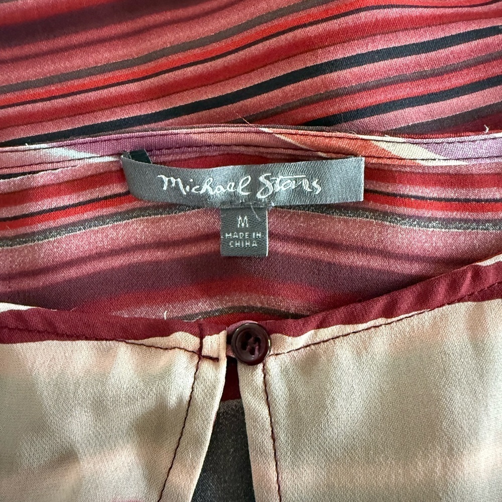 Michael Stars Women’s Multi-striped Silk Blouse Top Size M - Picture 7 of 8